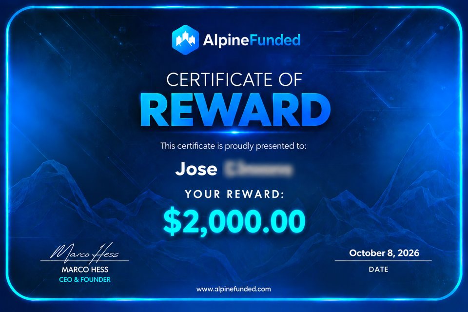 Alpine Pass reward certificate: $2,000 reward paid to Jose, October 8, 2026